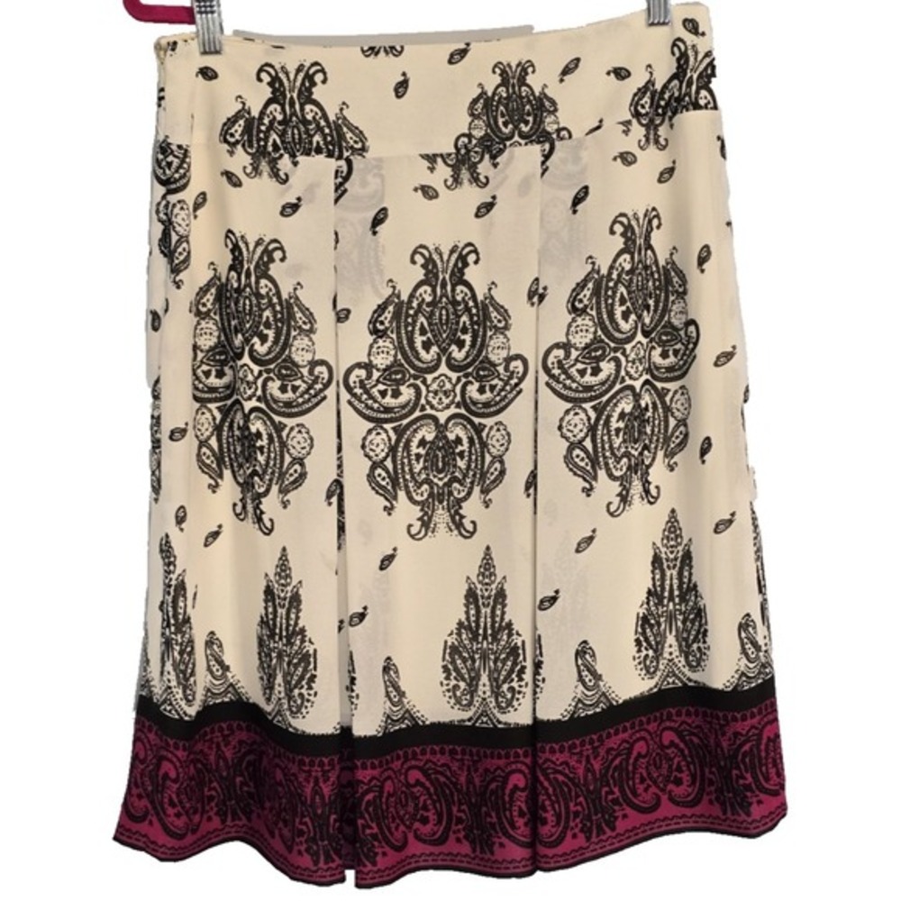 Mason Thomas‎ Women's Chiffo Pleated Multicolor Paisley Midi Skirt Size 10